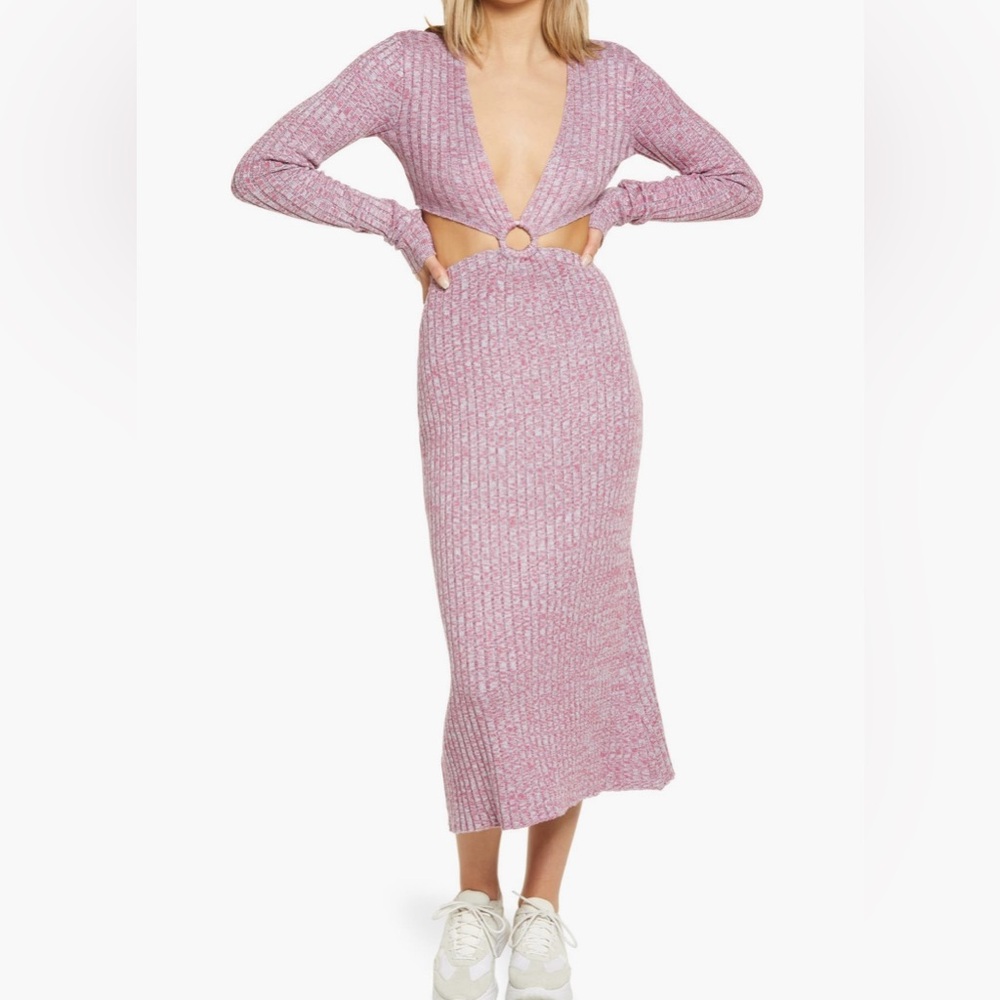 AFRM Maeve Long Sleeve Cutout Sweater Dress